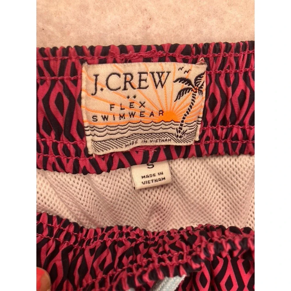 J.Crew Flex Swimwear Mens Small Pink Geometric Print Board Shorts Trunks